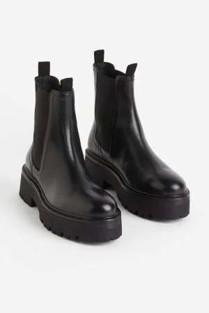 Кожаные ботинки челси , черный H&M