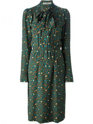 Платье 70-х с принтом Jean Louis Scherrer Vintage. Цвет: зелёный