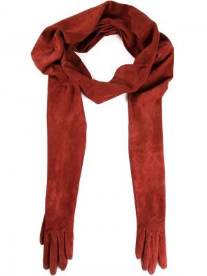 Перчатки с шарфом Rinko Jitrois. Цвет: красный