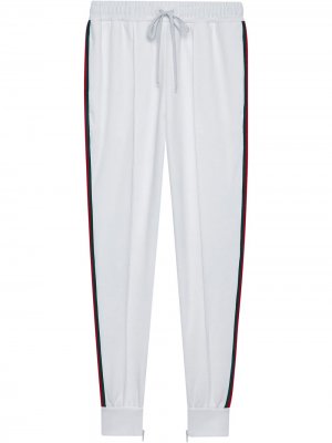 Спортивные брюки с лампасами в полоску Web Gucci. Цвет: белый