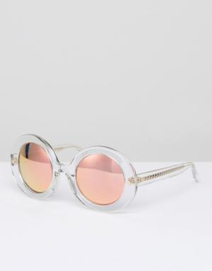 Круглые солнцезащитные очки в прозрачной оправе с персиковыми стеклами Matthew Williamson. Цвет: очистить