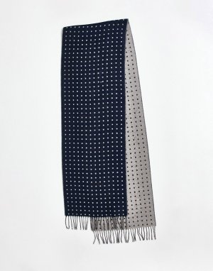 Темно-синий трикотажный шарф в горошек Vessle Ted Baker