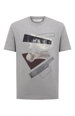 Хлопковая футболка Z Zegna. Цвет: серый