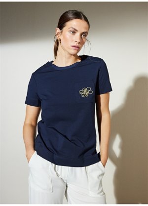 Темно-синяя женская футболка с круглым вырезом Brooks Brothers