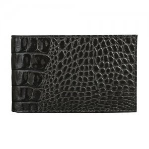 Визитница карманная BEFLER Кайман, на 40 визиток, натуральная кожа, крокодил, черная, V.30.-13. Цвет: черный