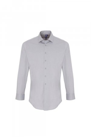 Рубашка из эластичного поплина с длинными рукавами , серебро Premier