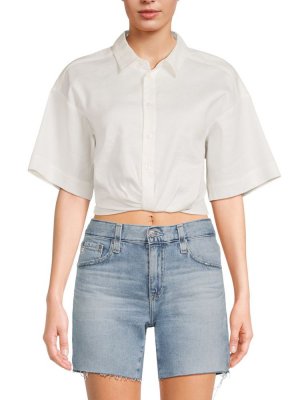 Укороченная рубашка с поворотом спереди , цвет Off White Frame