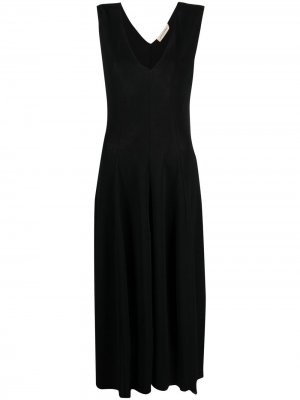 Платье миди с V-образным вырезом Gentry Portofino. Цвет: черный