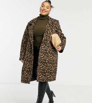 Классическое пальто с леопардовым принтом Wednesdays Girl Curve-Коричневый Wednesday's Curve