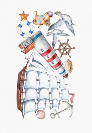 Наклейка декоративная Galerys Корабль и маяк. Цвет: белый