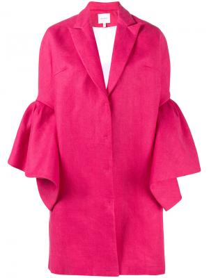 Однобортное пальто с расклешенными рукавами Delpozo. Цвет: розовый и фиолетовый