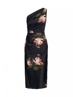 Платье миди на одно плечо Carmen с цветочным принтом , цвет noir blossom Sachin & Babi