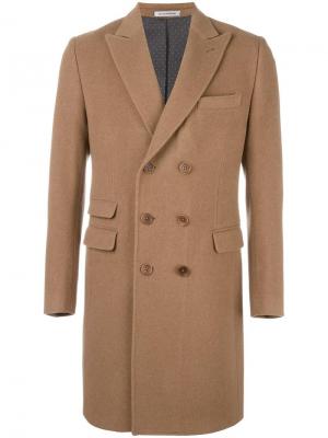 Двубортное пальто Daniele Alessandrini. Цвет: коричневый