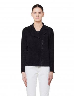 Черная куртка-косуха из мягкой замши Salvatore Santoro