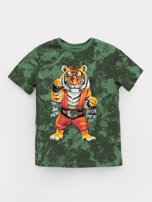 Комплект для мальчиков (футболка, шорты) Mark Formelle. Цвет: зеленые разводы