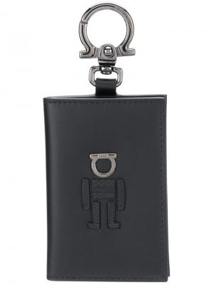 Брелок для ключей с логотипом Salvatore Ferragamo. Цвет: черный