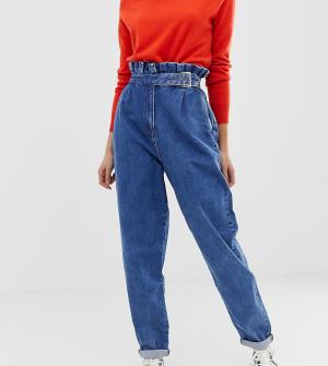 Выбеленные джинсы бойфренда в винтажном стиле с отделкой на поясе и пряжкой ASOS DESIGN Tall-Синий Tall