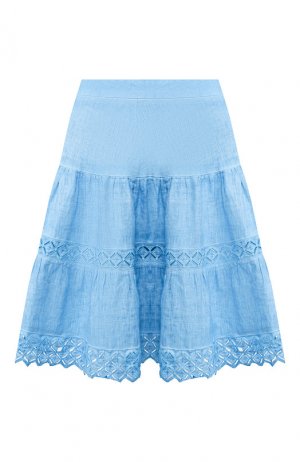 Льняная юбка 120% Lino. Цвет: голубой