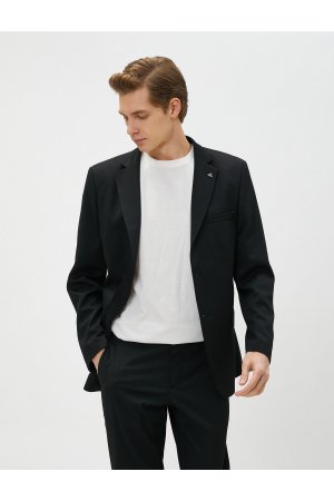 Базовый пиджак с брошью, пуговицами, карманами, приталенный крой , черный Koton