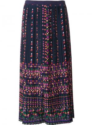 Плиссированная юбка с цветочным принтом Vanessa Bruno. Цвет: синий