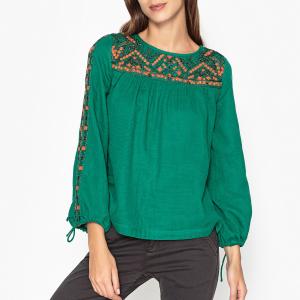 Блузка с вышивкой ANAIS BERENICE. Цвет: зеленый