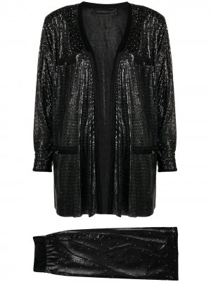 Комплект из жакета и юбки с блестками Versace Pre-Owned. Цвет: черный