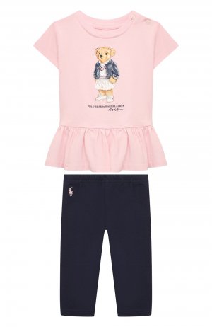 Комплект из футболки и брюк Polo Ralph Lauren. Цвет: розовый