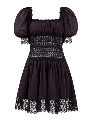 Легкое мини-платье Melissa из хлопка и кружевного гипюра CHARO RUIZ IBIZA. Цвет: черный