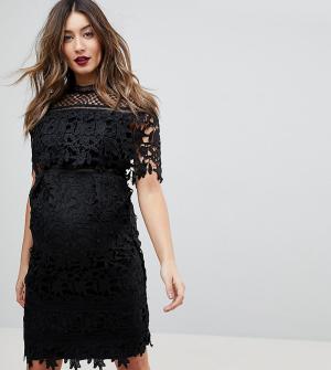 Кружевное платье мини Chi London Maternity. Цвет: черный