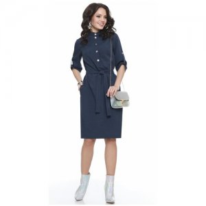 Платье женское Выбери главное 52р-р темно-синее / с поясом офисное DStrend