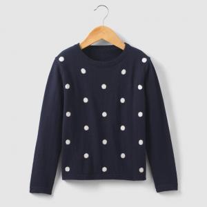 Пуловер жаккардовый с рисунком в горошек 3-12 лет R essentiel. Цвет: синий морской
