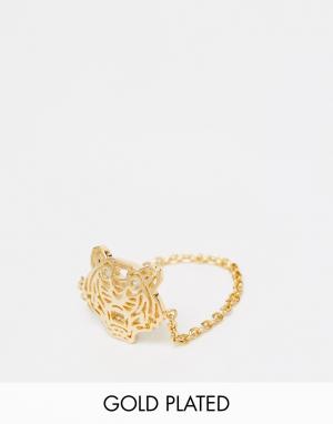 Позолоченное кольцо с отделкой виде головы тигра Kenzo. Цвет: золотой