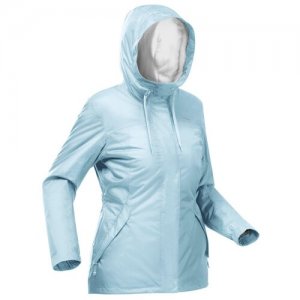 Куртка теплая водонепроницаемая для походов SH100 Х–WARM женская светло серая XL QUECHUA Х Decathlon. Цвет: серый/голубой