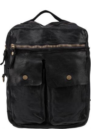Городской кожаный рюкзак с карманами Campomaggi. Цвет: черный