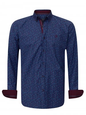Рубашка узкого кроя на пуговицах Mechelen, темно-синий/светло-голубой Sir Raymond Tailor