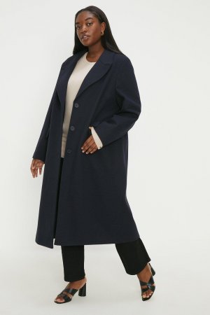 Однобортное пальто макси Curve , темно-синий Dorothy Perkins
