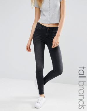 Зауженные джинсы New Look Tall. Цвет: черный