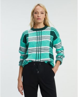 Женский клетчатый свитер с круглым вырезом , зеленый Paz Torras. Цвет: зеленый