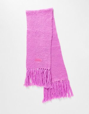 Розовый шарф унисекс из пушистого трикотажа с логотипом COLLUSION