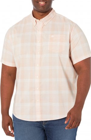 Классическая рубашка Big & Tall с короткими рукавами Signature Comfort Flex Dockers, цвет Orange Ochre/Plaid DOCKERS