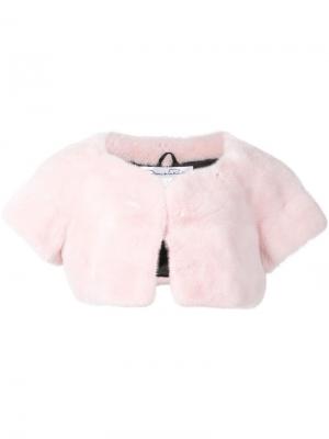 Укороченный пиджак из меха норки Oscar de la Renta. Цвет: розовый и фиолетовый
