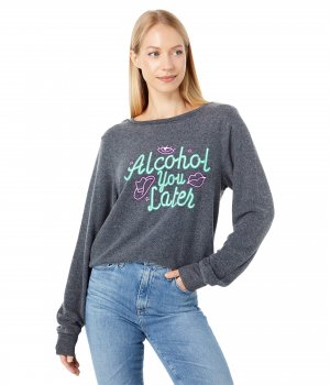 Пуловер , Alcohol You Later Call Me Brushed Hacci Jersey Sweatshirt Wildfox