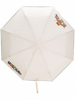Зонт с ручкой Teddy Bear и логотипом Moschino. Цвет: бежевый