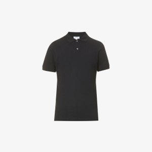 Рубашка-поло из хлопкового пике с короткими рукавами , черный Sunspel