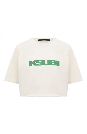 Хлопковая футболка Ksubi. Цвет: кремовый