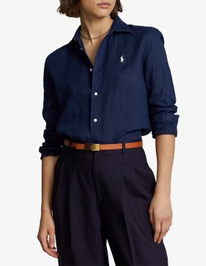 Рубашка с длинными рукавами и пуговицами спереди Ralph Lauren, синий Polo Lauren