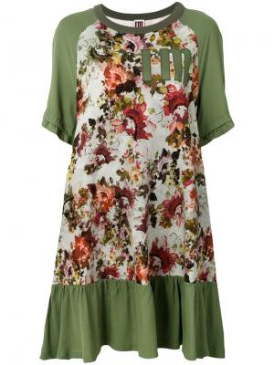 Платье-толстовка со вставками с цветочным рисунком I'M Isola Marras. Цвет: зелёный
