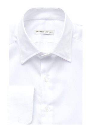 Приталенная рубашка с манжетами под запонки ETRO. Цвет: белый