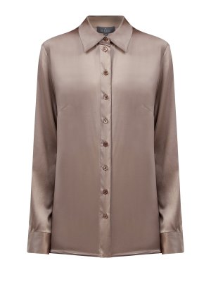 Блуза из струящегося шелкового атласа RE VERA. Цвет: коричневый