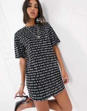 Платье-футболка мини с принтом -Черный Motel